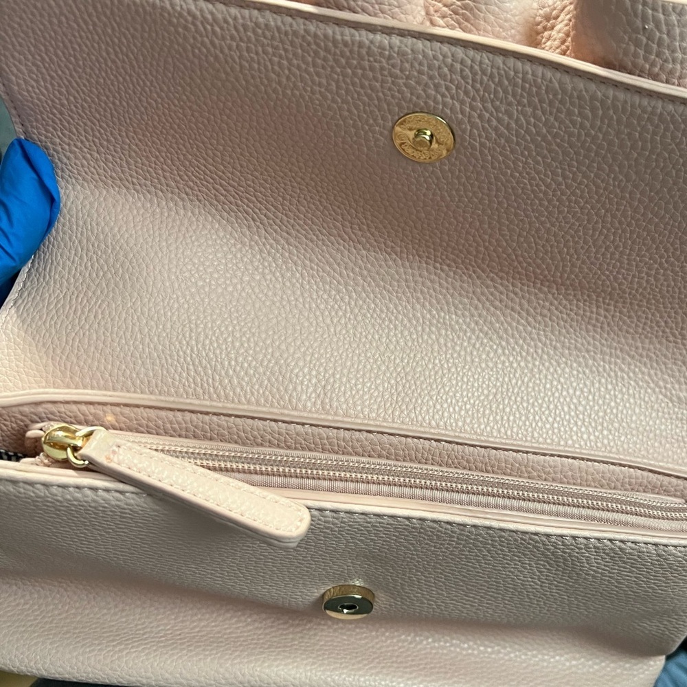 Kaari Blue Elegant Ruffled Pink Vegan Clutch - Picture 11 of 11